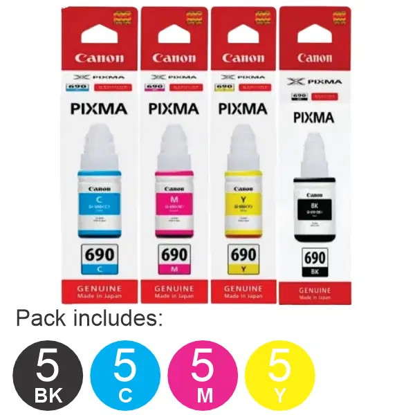 20 Pack - GI690 (5BK,5C,5M,5Y) Ink Bottle