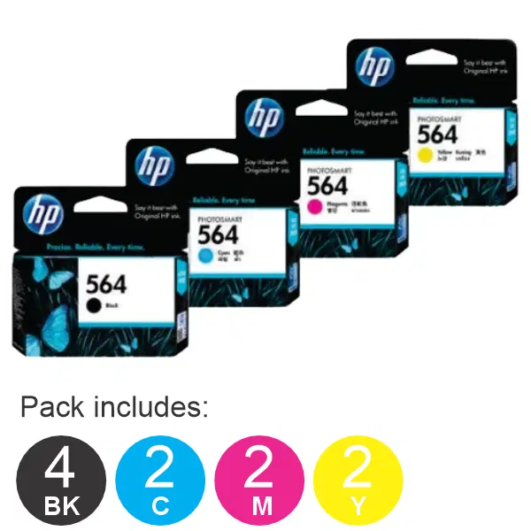 10 Pack - HP #564XL (4BK,2C,2M,2Y) High Yield Ink Cartridges
