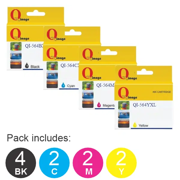 10 Pack - Compatible HP #564XL (4BK,2C,2M,2Y) High Yield Ink Cartridges