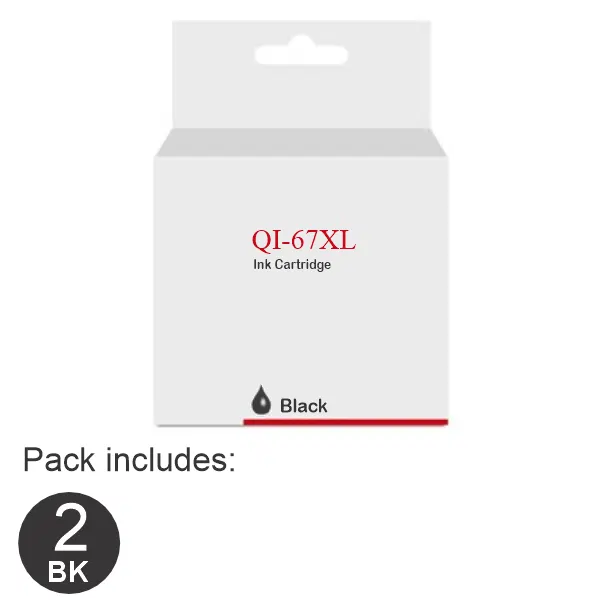 2 x Compatible Compatible HP #67XL High Yield Black Ink Cartridge