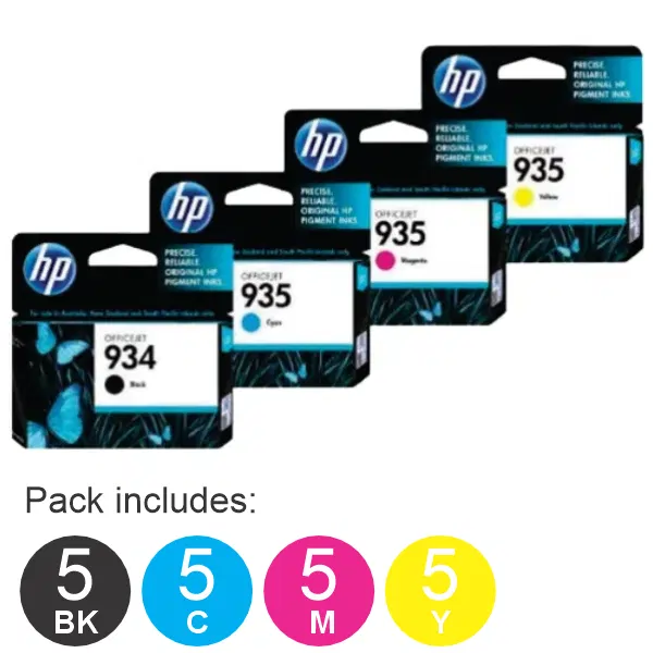 20 Pack - HP #934 & #935 C/M/Y (5BK,5C,5M,5Y) Ink Cartridges