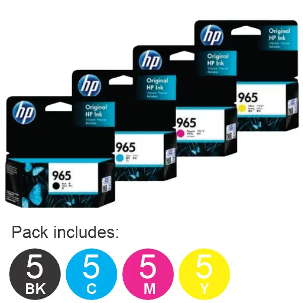 20 Pack - HP #965 (5BK,5C,5M,5Y) Ink Cartridges