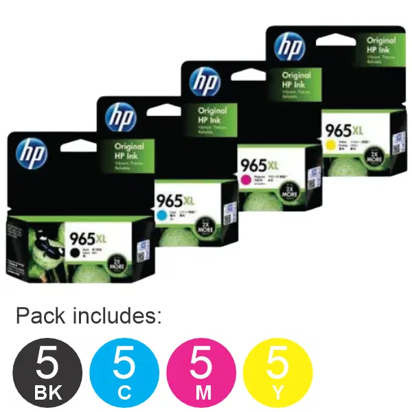 20 Pack - HP #965XL (5BK,5C,5M,5Y) High Yield Ink Cartridges