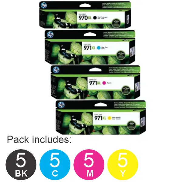 20 Pack - HP #970XL & #971XL (5BK,5C,5M,5Y) High Yield Ink Cartridges