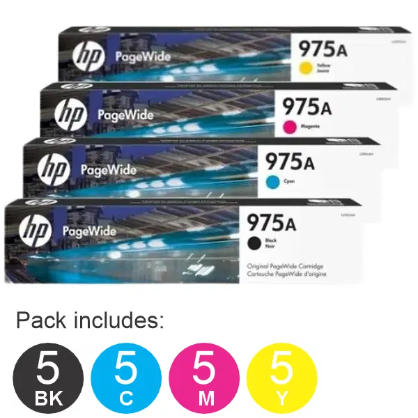 20 Pack - HP #975A (5BK,5C,5M,5Y) Ink Cartridges