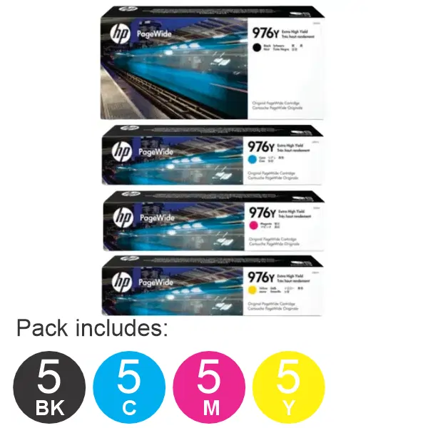 20 Pack - HP #976Y (5BK,5C,5M,5Y) Ink Cartridges