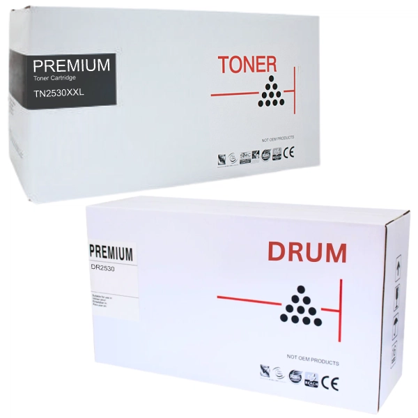 Compatible Brother DR2530 Drum Unit & Compatible Brother TN2530XXL Toner Cartridge