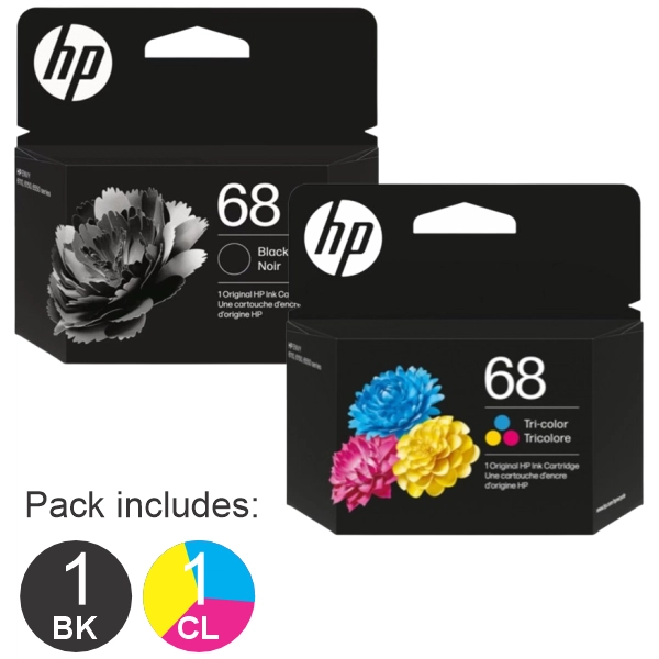 2 Pack - HP #68 & #68 (1BK,1CL) Ink Cartridges