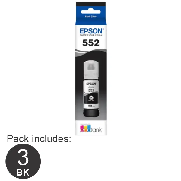 3 x Epson T552 Photo Black EcoTank Ink Bottle C13T06W192