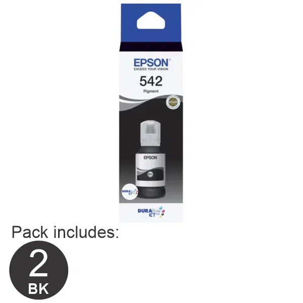 2 x Epson T542 Black EcoTank Ink Bottle C13T06A192