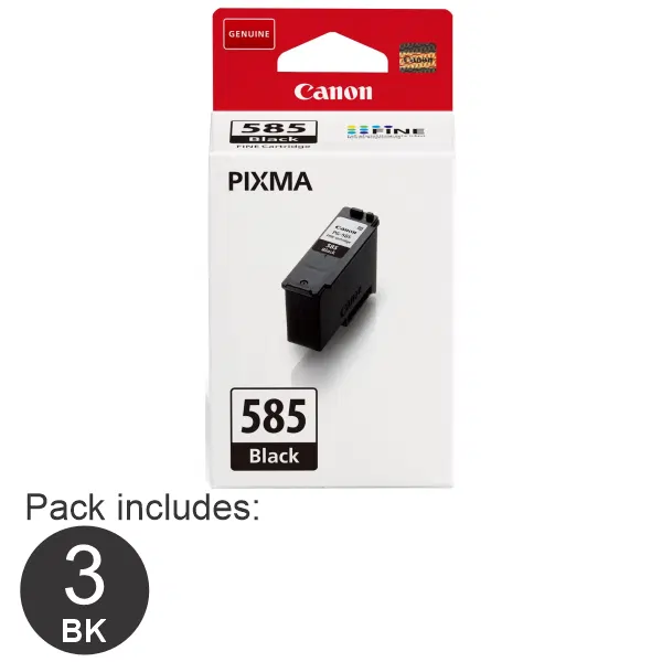3 x Canon PG-585 Black Fine Ink Cartridge PG585