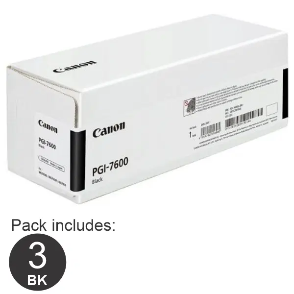 3 x Canon PGI7600 Black Ink Tank PGI7600BK