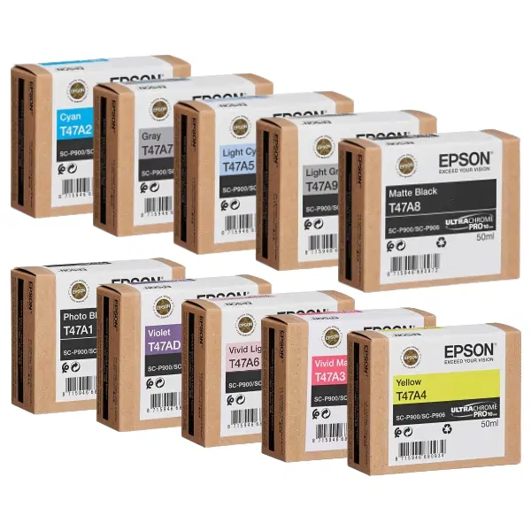 10 Pack - Epson T47A (1C,1G,1LC,1LG,1MB,1PB,1V,1LM,1M,1Y) C13T47A200,C13T47A700,C13T47A500,C13T47A900,C13T47A80N,C13T47A100,C13T47AD00,C13T47A60N,C13T47A30N,C13T47A400