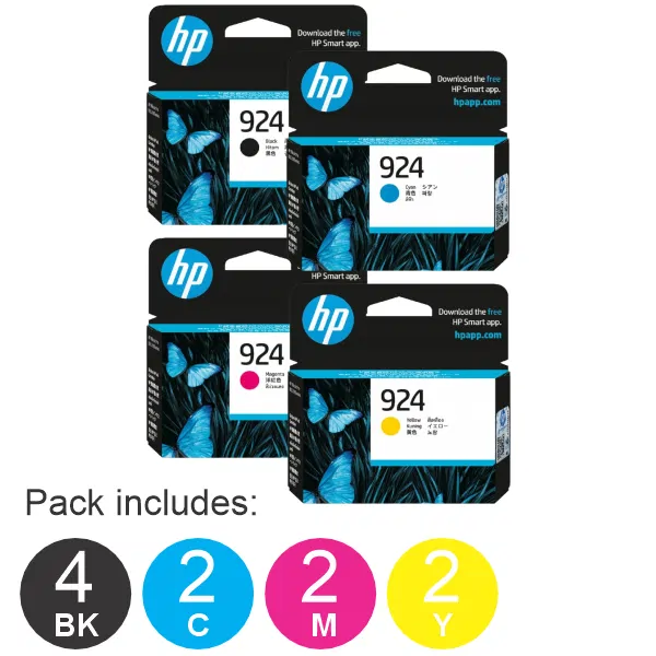 10 Pack - HP #924 (2BK,2C,2M,2Y) Ink Cartridges 4K0U6NA,4K0U3NA,4K0U4NA,4K0U5NA