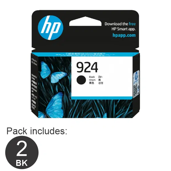 2 x HP #924 Black Ink Cartridge 4K0U6NA
