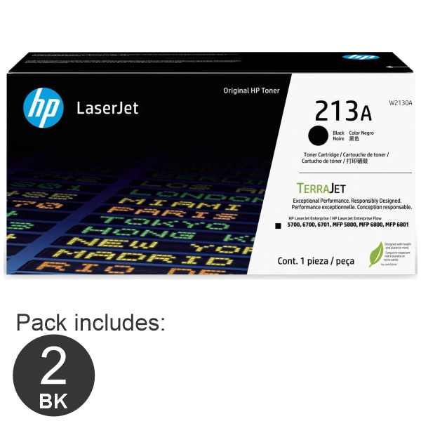 2 x HP #213A (W2130A) Black Toner Cartridge W2130A