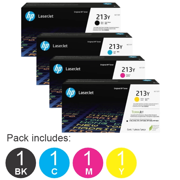 4 Pack HP #213Y (W2130Y,W2131Y,W2132Y,W2133Y) (1BK,1C,1M,1Y) Toner Cartridge