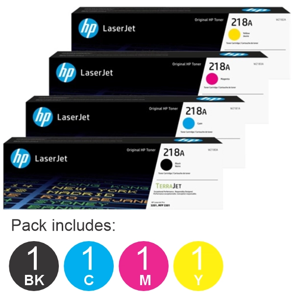 4 Pack HP #218A (W2180A,W2181A,W2182A,W2183A) (1BK,1C,1M,1Y) Toner Cartridge