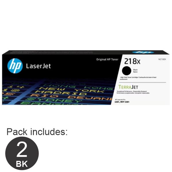 2 x HP #218X (W2180X) Black Toner Cartridge W2180X