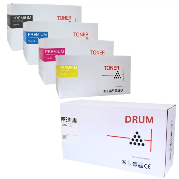 Compatible Brother DR441CL Drum Unit & 4 Pack Compatible Brother TN446 (1BK,1C,1M,1Y) Toner Cartridges