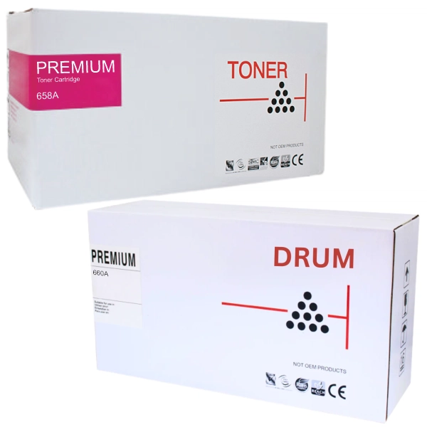 Compatible HP #660A Imaging Drum Unit & Compatible HP #658A Magenta Toner Cartridge