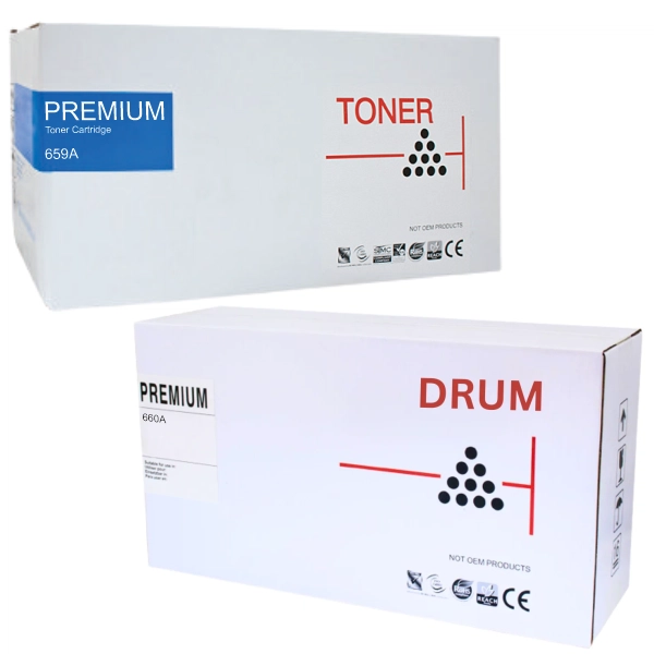Compatible HP #660A Imaging Drum Unit & Compatible HP #659A Cyan Toner Cartridge