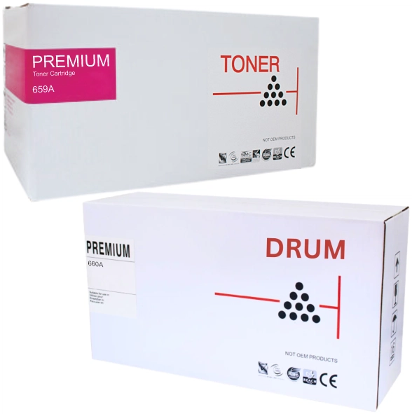 Compatible HP #660A Imaging Drum Unit & Compatible HP #659A Magenta Toner Cartridge