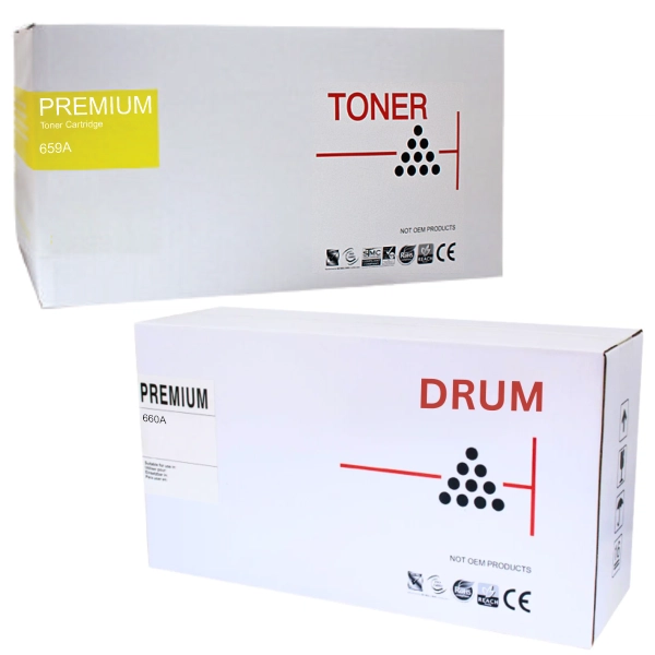 Compatible HP #660A Imaging Drum Unit & Compatible HP #659A Yellow Toner Cartridge