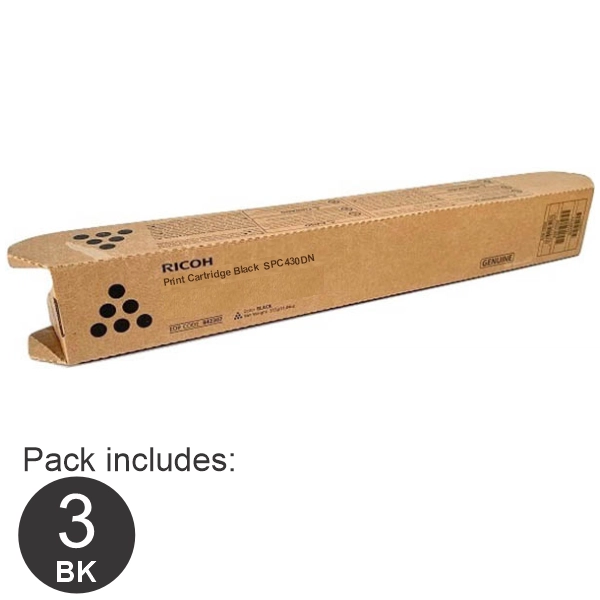 3 x Ricoh SPC430DN Black Toner Cartridge 821074