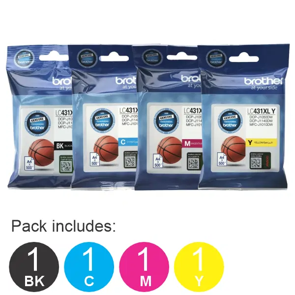 4 Pack - Brother LC431XL (1BK,1C,1M,1Y) High Yield Ink Cartridges