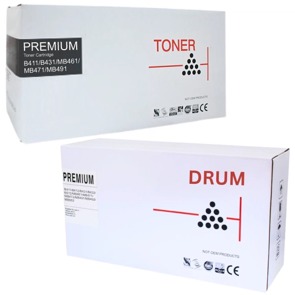 Compatible OKI B431 Drum Unit & Compatible OKI B411/B431 Black Toner Cartridge