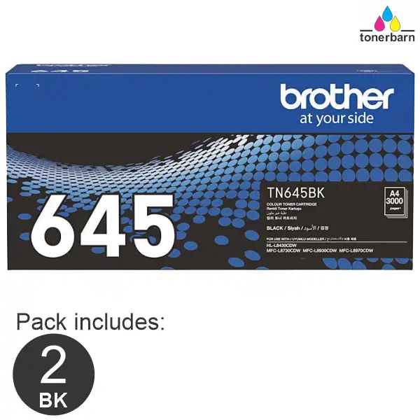 2 x Brother TN645BK Black Toner Cartridge TN-645BK