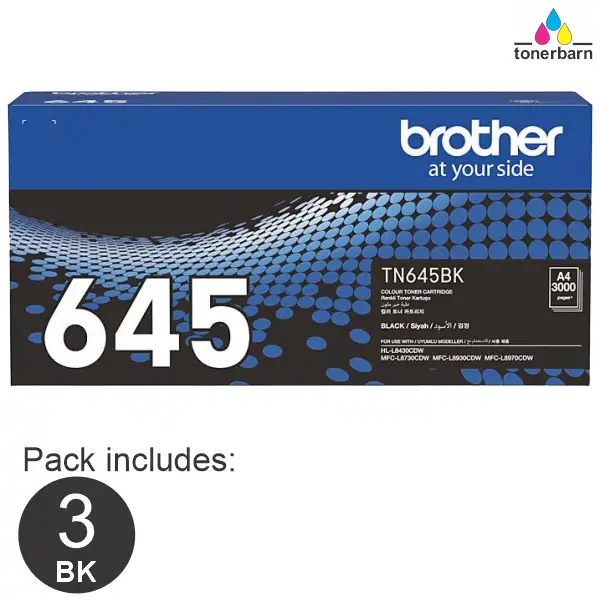 3 x Brother TN645BK Black Toner Cartridge TN-645BK