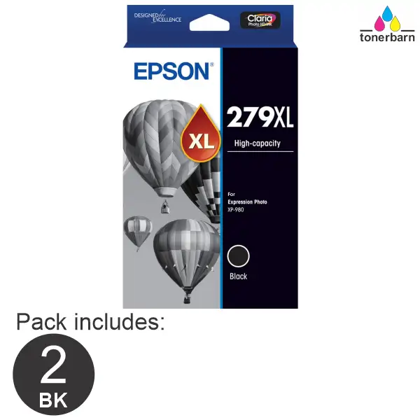2 x Epson 279XL High Yield Black Ink Cartridge C13T16L192